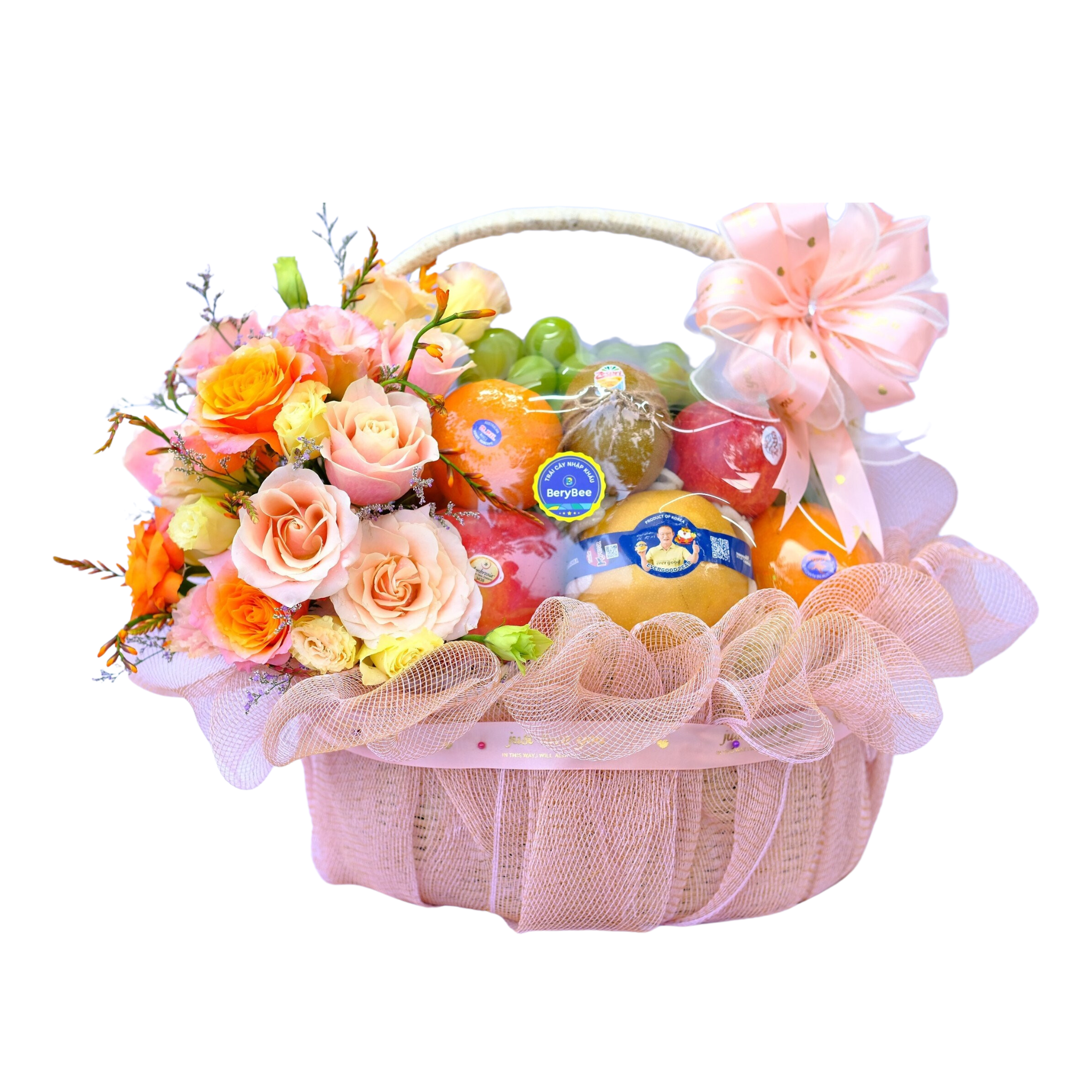 GIỎ QUÀ TRÁI CÂY KÈM HOA TƯƠI