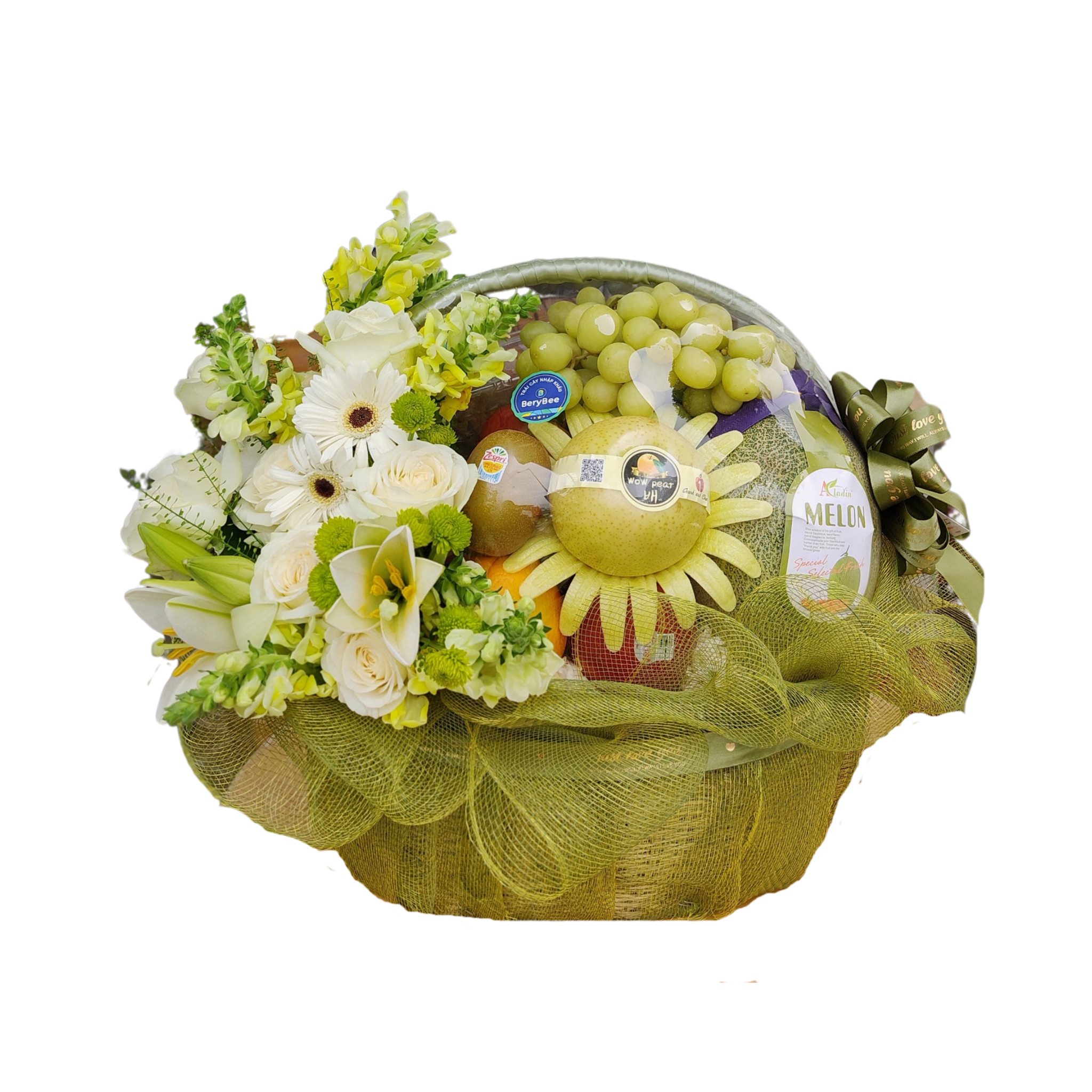 GIỎ QUÀ TRÁI CÂY KÈM HOA TƯƠI